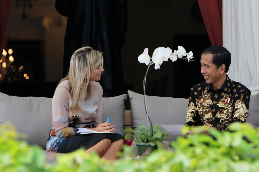 Presiden Joko Widodo bertemu Ratu Belanda Maxima Zorrequieta Cerruti di Istana Merdeka terkait pengembangan inklusi keuangan di Indonesia, Kamis, 1 September 2016. FOTO : VIBIZMEDIA.COM/RULLY